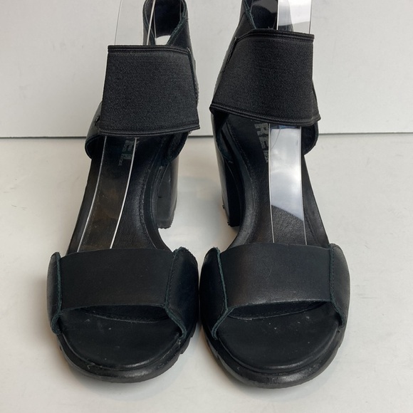 SOREL Nadia Sandal in Black Genuine Leather Size 8.5 Chunky Heel Comfort Gorp - Picture 11 of 16